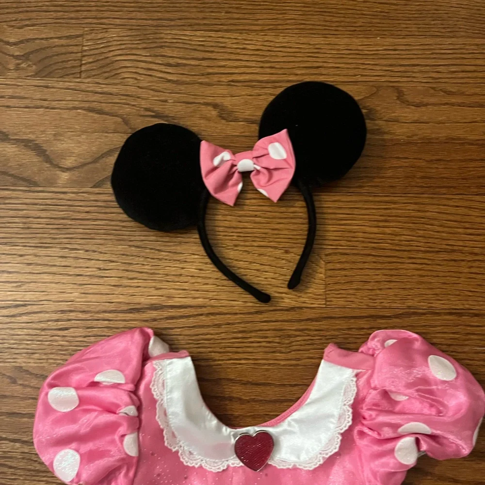 DISNEY BABY Minnie Mouse Costume Pink Dress Ears 6-12mo